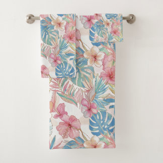 Conjunto De Toalhas PixDezines Vintage Pastel H2 Hawaii Floral Foliage