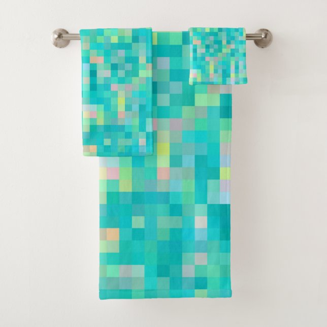 Conjunto De Toalhas Pixel Art Multicolor Patterno (Insitu)