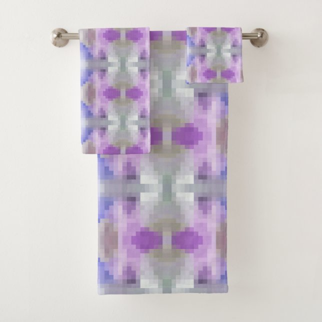 Conjunto De Toalhas pixel azul violeta violeta violeta, geométrico pol (Insitu)