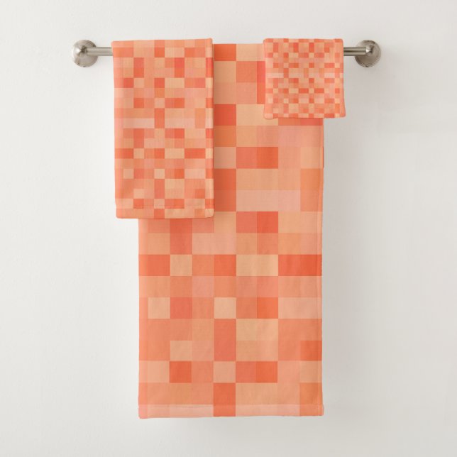 Conjunto De Toalhas Pixels Laranja (Insitu)