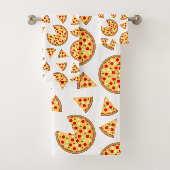 Conjunto De Toalhas Pizza divertida legal e padrão de fatias em branco (Insitu)