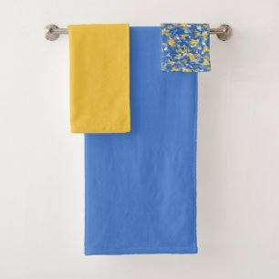 Conjunto De Toalhas Placas de tinta azul, amarela e branca