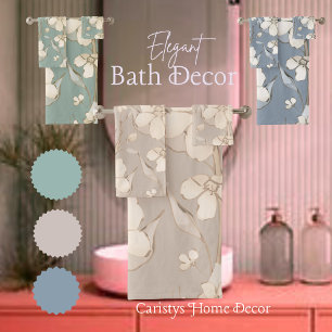 Conjunto De Toalhas Placas Florais Sombras De Creme Claras De Beige