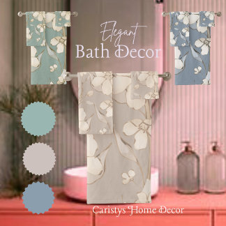 Conjunto De Toalhas Placas Florais Sombras De Creme Claras De Beige