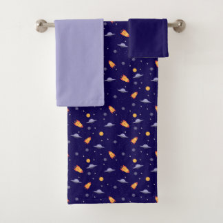Conjunto De Toalhas Planets stars pattern blue gray set Towel