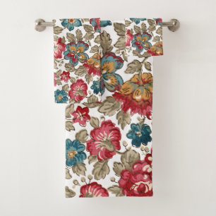 Conjunto De Toalhas Plano de fundo branco-floral do Boho Colorido Tren