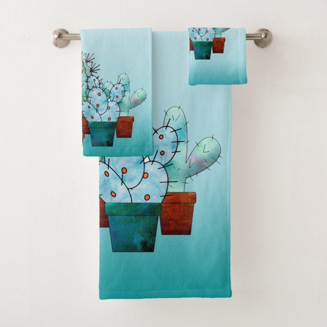 Conjunto De Toalhas Plantas Desert Cactus (Insitu)