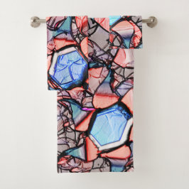 Conjunto De Toalhas Plor virtual entalhada nas cores azul e salmão