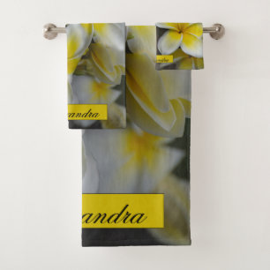Conjunto De Toalhas Plumeria Amarela Floral Fotografia