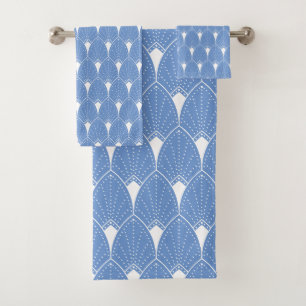 Conjunto De Toalhas Pó azul e branco Art Deco padrão 2