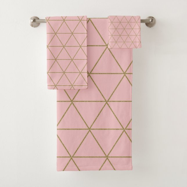 Conjunto De Toalhas Poeira Dourada Geométrica Roxa Triângulos Boho Gla (Insitu)