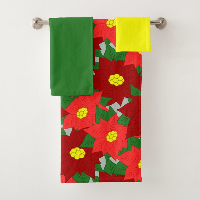 Conjunto De Toalhas Poinsétias de Natal (Insitu)
