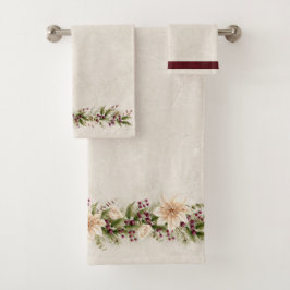 Conjunto De Toalhas Poinsettia Branca Antiga com Greenerescência de Na