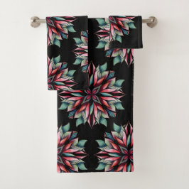 Conjunto De Toalhas Poinsettia Christmas Floral Elegant