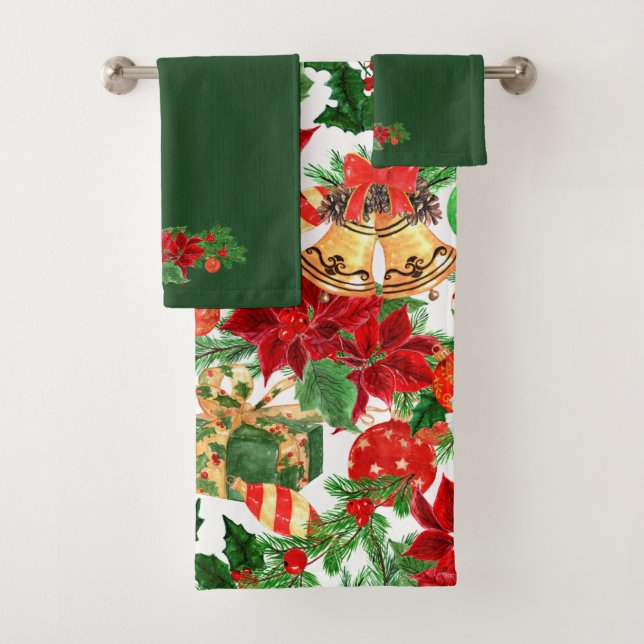 Conjunto De Toalhas Poinsettia Floral Natal (Insitu)