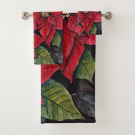 Conjunto De Toalhas Poinsettia Vibrante Em Aquarela