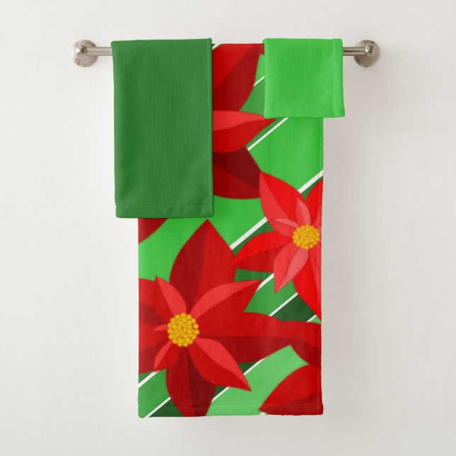 Conjunto De Toalhas Poinsettias Bath Towel Set (Insitu)