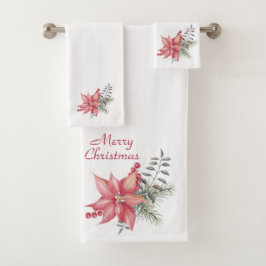 Conjunto De Toalhas Poinsettias Bath Towel Set