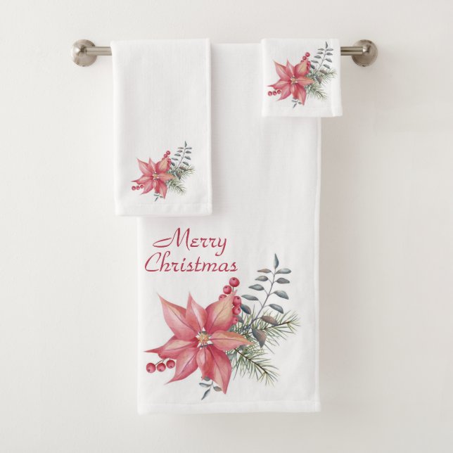 Conjunto De Toalhas Poinsettias Bath Towel Set (Insitu)