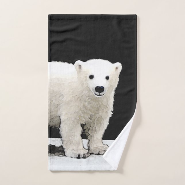 Conjunto De Toalhas Polar Bear Cub Painting - Arte Original (Toalha de mão)