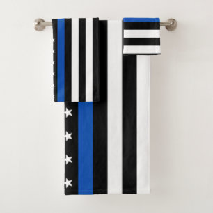Conjunto De Toalhas Policial Personalizado de Linha Azul Moderno