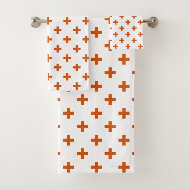 Conjunto De Toalhas Polka laranja cruza em branco (Insitu)