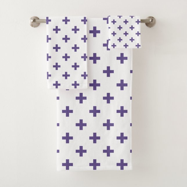 Conjunto De Toalhas Polka ultravioleta cruza em branco (Insitu)