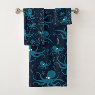Conjunto De Toalhas Polvo Azul Branco