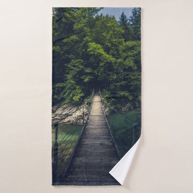 Conjunto De Toalhas Ponte de suspensão simples rio Idrijca, Eslovênia (Toalha de Banho)