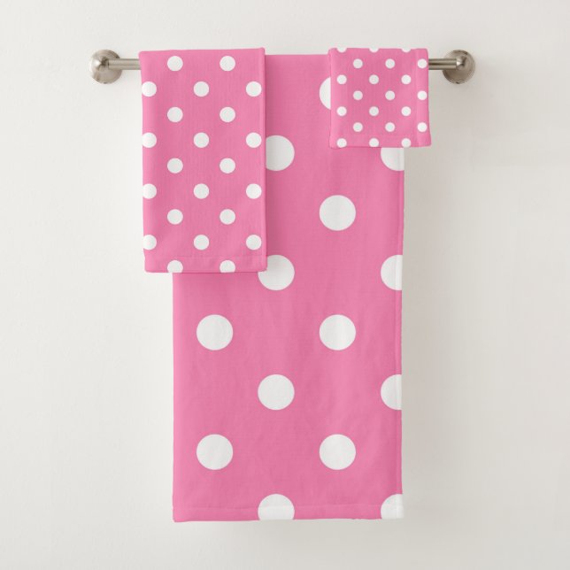 Conjunto De Toalhas Pontinhos de Bolinhas Rosa e Branco (Insitu)
