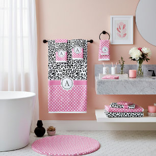 Conjunto De Toalhas Pontinhos femininos e monograma de estampa de anim