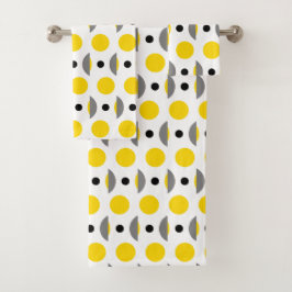 Conjunto De Toalhas Ponto do Círculo da Cinza Amarela Moderna