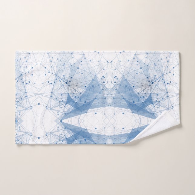 Conjunto De Toalhas Ponto geométrico na China - Azul e Branco (Toalha de mão)