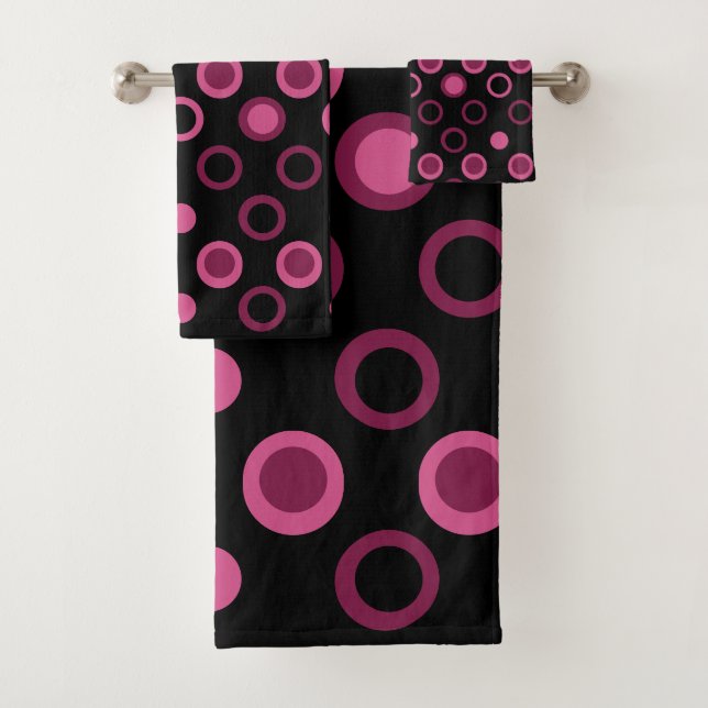 Conjunto De Toalhas Ponto rosa, preto e cinza moderno do século médio (Insitu)
