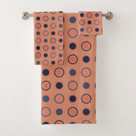 Conjunto De Toalhas Pontos Azuis e de Pêssego