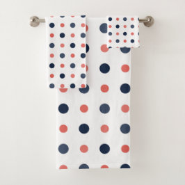 Conjunto De Toalhas Pontos Azuis e de Pêssego