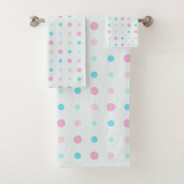 Conjunto De Toalhas Pontos Azuis e de Pêssego