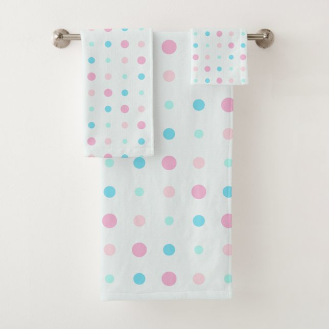 Conjunto De Toalhas Pontos Azuis e de Pêssego (Insitu)