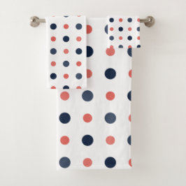 Conjunto De Toalhas Pontos Azuis e de Pêssego