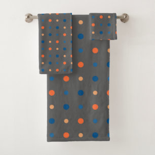 Conjunto De Toalhas pontos azuis e laranja