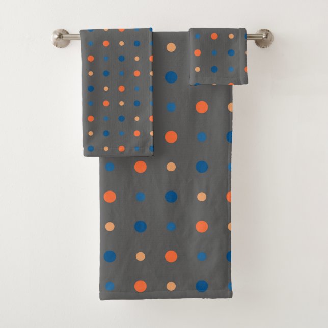 Conjunto De Toalhas pontos azuis e laranja (Insitu)