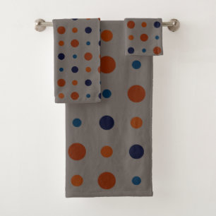 Conjunto De Toalhas pontos azuis e laranja