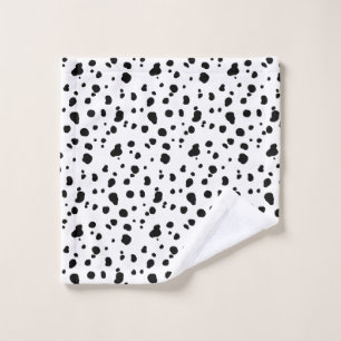 Conjunto De Toalhas Pontos Dalmatian modernos preto e branco