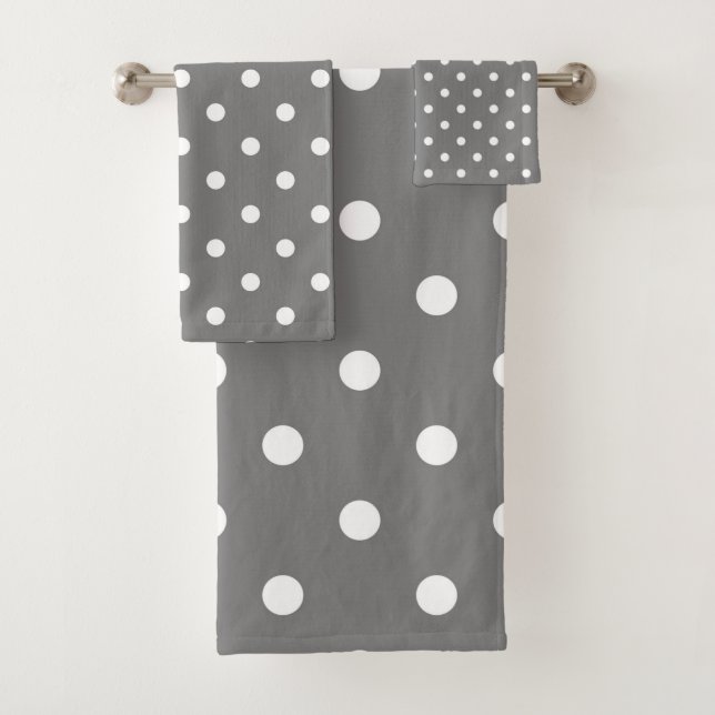 Conjunto De Toalhas Pontos de Bolinhas Cinza e Branco (Insitu)