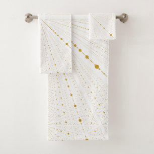 Conjunto De Toalhas Pontos de espaço infinitos 2 - branco e Dourado-