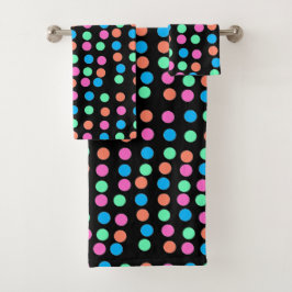 Conjunto De Toalhas Pontos de Pastel primavera em Preto