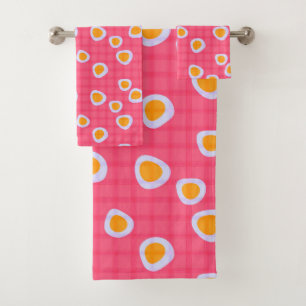 Conjunto De Toalhas Pontos divertidos em um fundo cor-de-rosa-coral