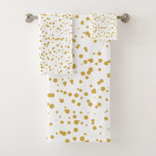Conjunto De Toalhas Pontos Dourados dos confetes no branco