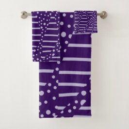 Conjunto De Toalhas Pontos e tiras 2 - Roxo