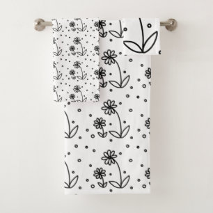Conjunto De Toalhas Pontos e Visitas 2 - Preto e Branco